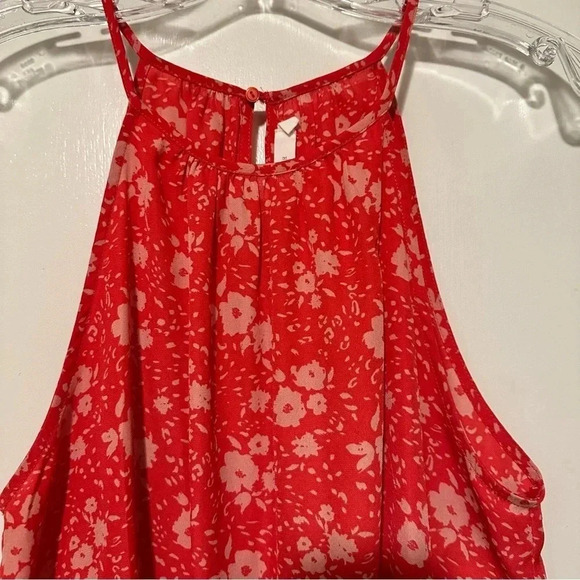 Lush red floral tank top cinch waist size L - Picture 3 of 7